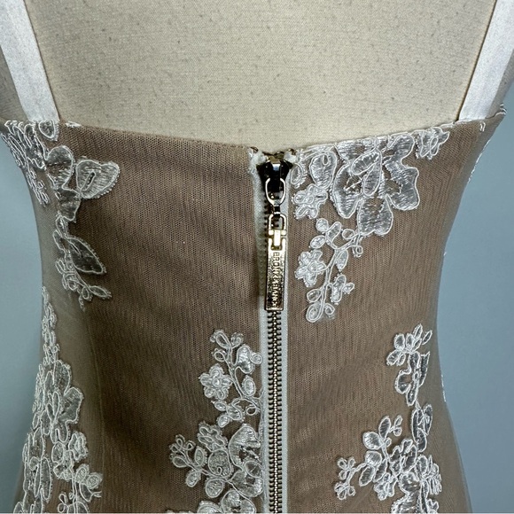Bronx & Banco White Lace Overlay Exposed Back 2 Way Zipper Formal Dress Size 6 - Picture 9 of 14